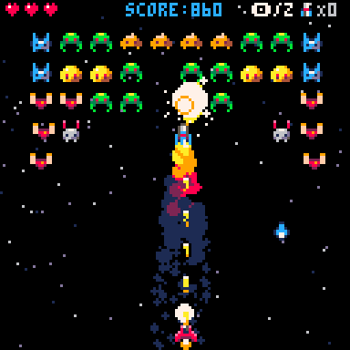 Level screen featuring a special attack with a missile